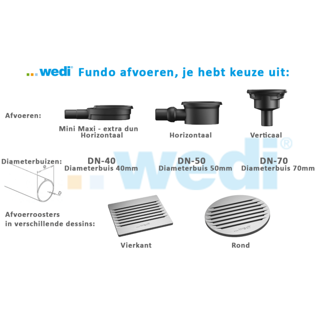 Wedi Fundo point drain vertical DN 50 round